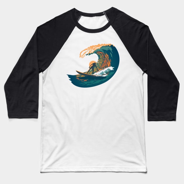 Ocean Life Surf Club retro surf poster Baseball T-Shirt by SFDesignstudio